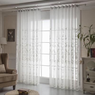 China Eco - Friendly Super Soft Gauze Finished White Curtain Bedroom Room Embroidered Gauze Curtain for sale