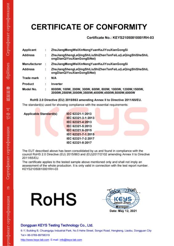 RoHS - Hangzhou Junchi New Energy Technology Co., Ltd.