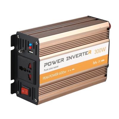 China High quality portable aluminum alloy car power converter 300w inverter 12v dc to ac 220v pure sine wave inverter for sale