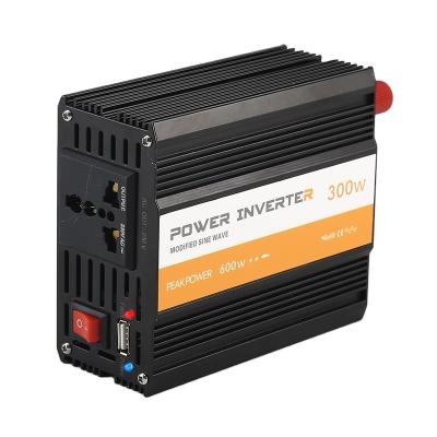 China Aluminum alloy 12v 24v 48v to 110v 220v off grid solar inverter 300w modified sine wave inverter for home use for sale