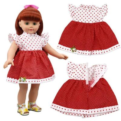 China Toy Fit Soft 18 Inch Doll Clothes White and Red Dot Clothes Dress for sale