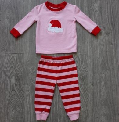 China Soft High Quality Kids Loungewear Set Christmas Pajamas Kids Sleepwear With Santa Applique for sale