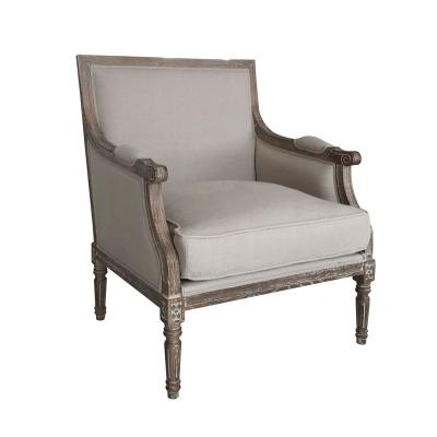 China Retro Storage County French Style Beige Single Sofa Chair For Wedding Rental for sale