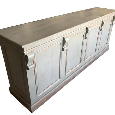 China Rustic Lines Wood Wine Bar Cabinet Farmhouse Verticl Counter Furniture for sale