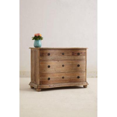 China Rustic Home Bedroom Storage Furniture (Others) Antique Style Adjustable Curved Reclaimed Wood Chest 3 Drawers Dresser for sale