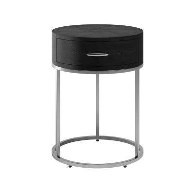 China Customization HAMPTON BEDSIDE BLACK UNTREATED LEATHER Stainless Steel Leg Nnightstands for sale