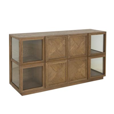 China Modern hot sale modern glass door parquet oak wood cabinet sideboard for sale