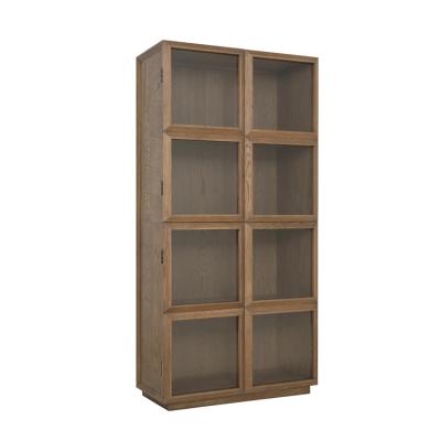 China Modern Living Room Contemporary Customized Glass Door Oak Wood Wardrobe for sale