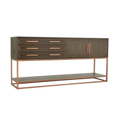 China Modern Luxury Europe Style Contemporary Gold Metal Wood Dining Room Storage Sideboard for sale