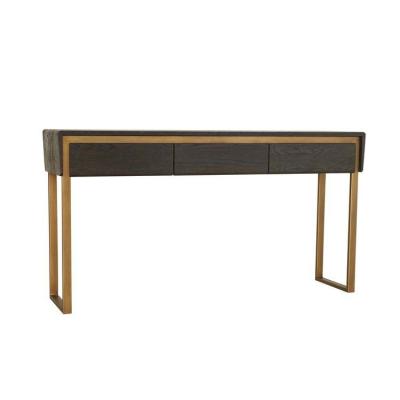 China Contemporary High Quality Solid Oak Wood Gold Metal Wall Table for sale