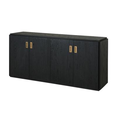 China Customization simple design luxury oak wood metal black sideboard for sale