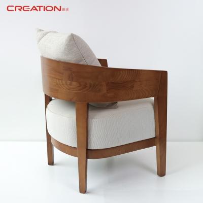 China Contemporary Hotel Lobby And Restaurant Use Comfortable Solid Wood Round Base One Frame Seat Sofa For Hotel for sale