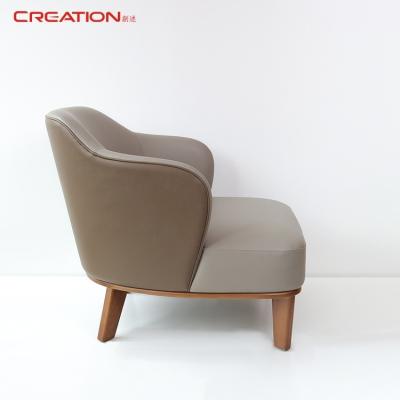 China Contemporary Design Sheraton Hotel Bedroom Comfortable Round Synthetic Solid Wood Leather Living Room Sofa For Hotel for sale