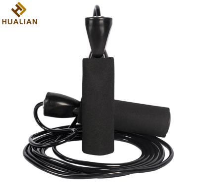 China PVC+STEEL Professional Gym PVC+STEEL HUALIAN Professional Gym Adjustable Jumping Speed ​​Steel Wire Jump Rope Plastic Black Adult Jump Rope for sale