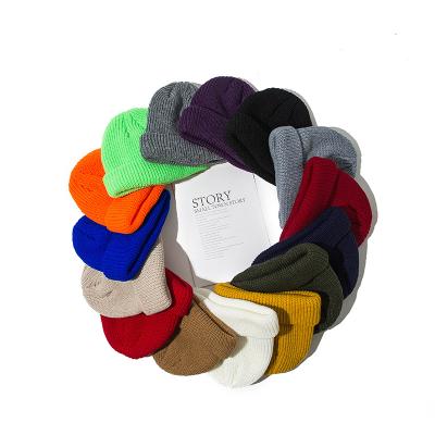 China COMMON Fashionable Custom Embroidery Logo Solid Color Warm Winter Beanie Knit Hat for sale