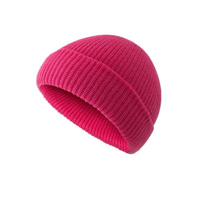 China COMMON 19 Colors Winter Plain Dyed Beanie Hat 100% Acrylic Warm Knitted Beanie Custom Logo for sale