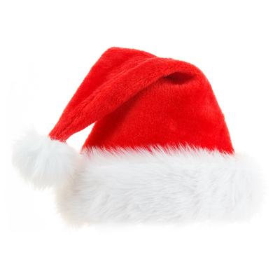 China HUALIAN Plush Thickened Logo Plush Santa Hat Felt Plush Velvet Christmas Adult Printing Decoration Children Hat for sale