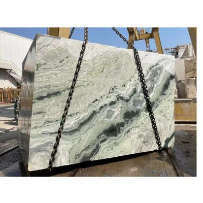 China Modern Green Marble Rough Ice Jade Green Emerald Marble Block Raw Material for sale