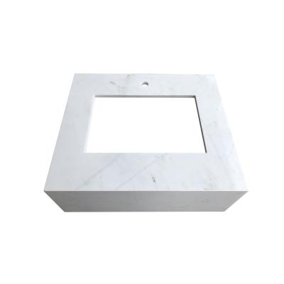 China Modern Solid Marble Outdoor Toilet Vanity Wash Basin Countertops With Sinks for sale