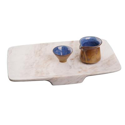 China China Serving Tray Decorative Rectangular Marble Handmade Artificial Luxury White Natural Stone Jewelry Display and Jewelry Food Acceptable Tray for sale