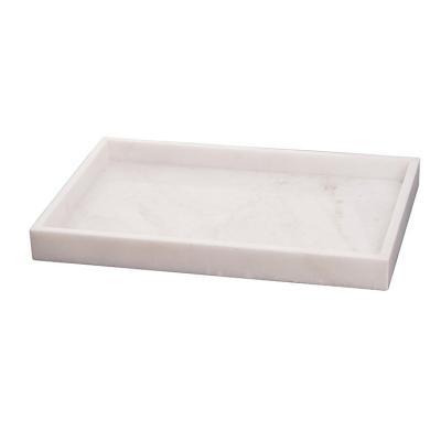 China China Marble Serving Tray Stone Food Display and Jewelry Tray Natural Non-Slip Rectangle Small 36*27*8.5cm Acceptable White Decorative* for sale