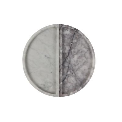 China Amazon Modern Design Round Marble Tray, Dish Tray Price, Marble Tray Hot Sell New Decor Birthday White Polished for sale