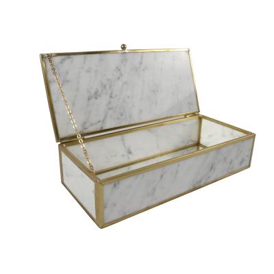 China Modern Box With Jewelry Box Good Quality Hard Marble For Packaging White Polished Marble Box Acceptable Rectangle for sale