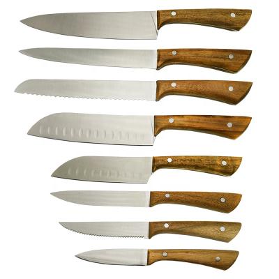 China 8 Piece Sustainable High Quality Wooden Handle Sharp Stainless Steel Eco - Friendly Kitchen Knife for sale