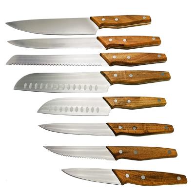 China Viable Hot Sale Wood Handle Custom Logo High Carbon Stainless Steel Kitchen Knife Chef Knives for sale