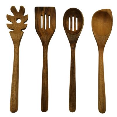 China Wholesale Customized Viable Logo Wood Spoon Spatula Turner Scraper Spaghetti Server Cooking Kitchen Serving Utensil for sale