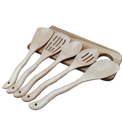 China 5 Piece Eco-Friendly Sustainable Cooking Tool Kit Spoon Turner Spatula Kitchen Wooden Utensils for sale