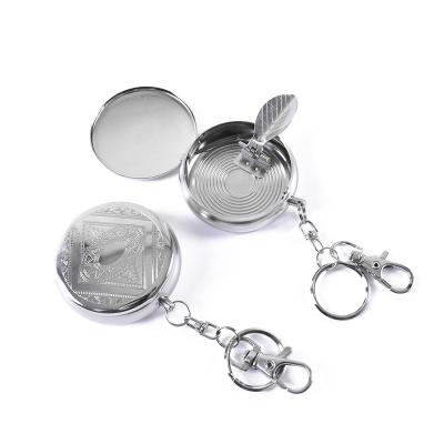 China Yes Factory Direct Portable Ashtray Pocket Watch Form Metal Ashtray Mini Ashtray With Keychain for sale