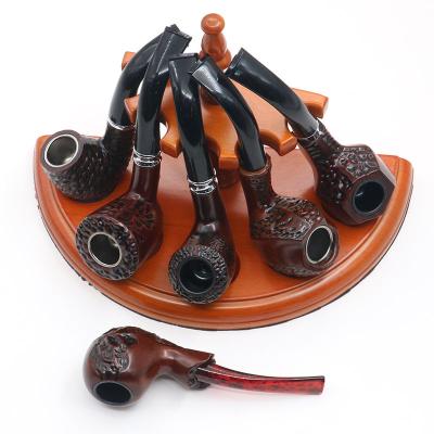 China Acrylic Tobacco Pipe 6 Durable Acrylic Carved Wooden Pipes And Cigar Pipes for sale