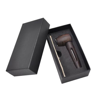 China Premium Wooden Tobacco Pipe With Handle 122MM Glass Pipe Natural Handmade Wooden Smoking Pipe for sale