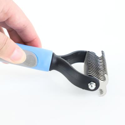 China Cat Cleaning Products Pet Hair Viable Removal Comb Dog Brush Pet Comb Double Knot Pet Knot Rake Comb for sale