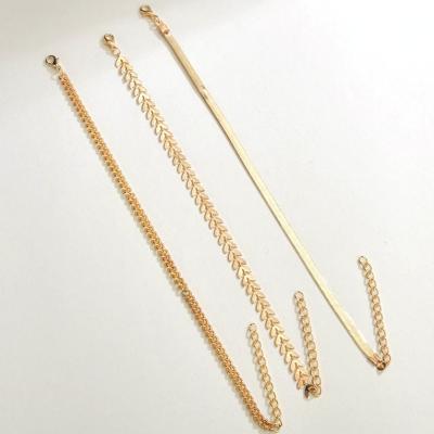 China New Gold Color Fashion Jewelry Chain Set Simple Chain Anklets For Women Beach Foot Jewelry Leg Chain Anklets Women Accessories for sale