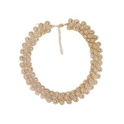 China Vintage Fashion Choker Necklaces For Women Rhinestone Crystal Necklaces &Pendants Link Chain Statement Flower Necklace for sale