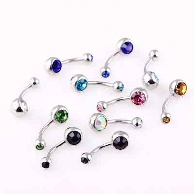 China Wholesale FASHIONABLE Best Seller 10 Pcs Pack Simple Rhinestone Navel Piercing Stud For Fashion Women And Girls for sale