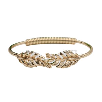 China Other Leaf Design Gold Plated Simple Cuff Bangle Bracelet for sale