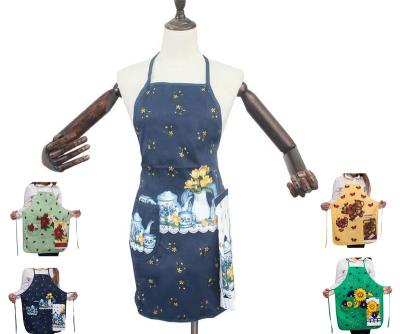 China 100% Cotton Apron-1 Pack Cooking Apron with Pocket and Hand Towels Kitchen Floral Print Apron for Men/Women,Chef for sale