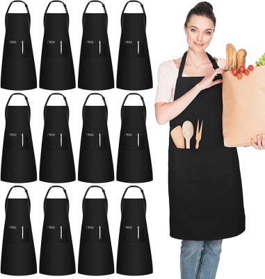 China Custom Logo Apron Uniform Waterproof Apron with Pockets Kitchen BBQ Chef Cooking Apron for Men Women for sale