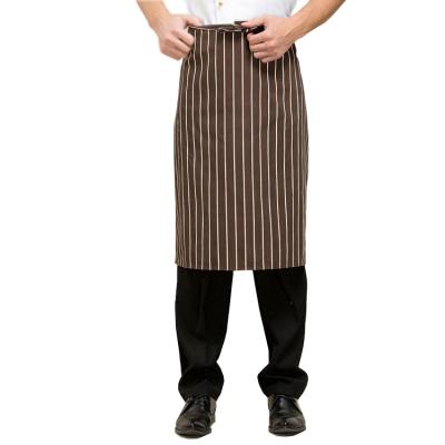 China Stripe Bistro Apron Coffee White Striped Waist Apron for Cafe, Restaurant, Bar, Cooking for sale