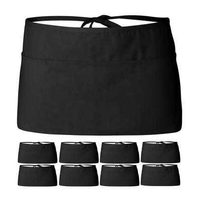 China 3 Pockets Cooking Waist Apron Kitchen Cooking Apron for Men Women Chef Waiter Waitress for sale