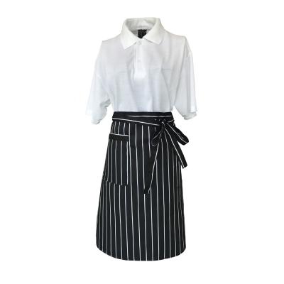 China Stripe Full Cooking Waist Apron White Striped Waist Apron for Cafe, Restaurant, Bar, Cooking for sale