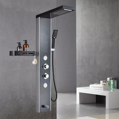 China With Slide Bar Amazon Hot Sale Wall Waterfall Waterfall Easy Constant Temperature Shower Set Stainless Steel Shower Panel for sale