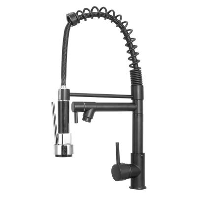 China Pull Out Spray Amazon Ebay Hot Selling Flexible Black Kitchen Faucet Deck Mounted Pull Down Pull Out Spring Kitchen Faucet for sale