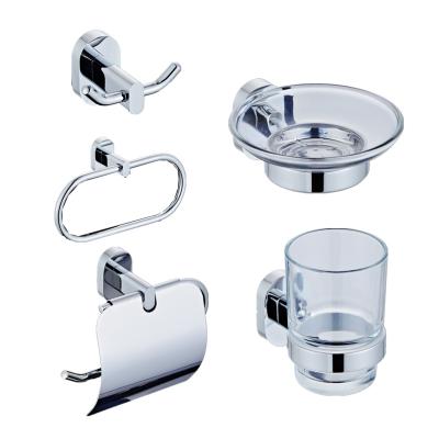 China Bathroom Fittings Sustainable Names Design 6 Pcs Chrome Sanitary Brass Set Bathroom Accessories for sale