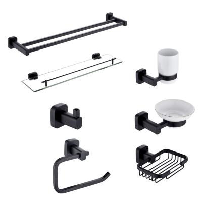 China Sustainable Black Bathroom Accessory Set Modern Bathroom Accessories Set for sale