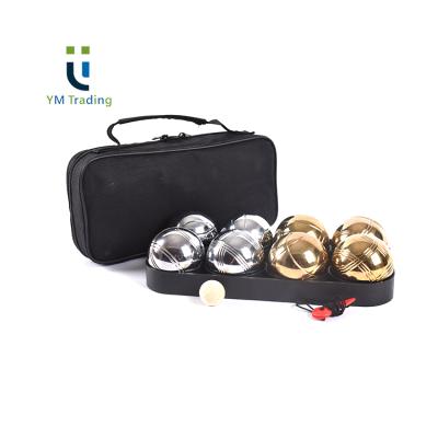 China YUMING Luxury Gold Silver Eco-Friendly Bocce Ball Set Engraved Lines Custom Resin Boule de Petanque Balls for sale