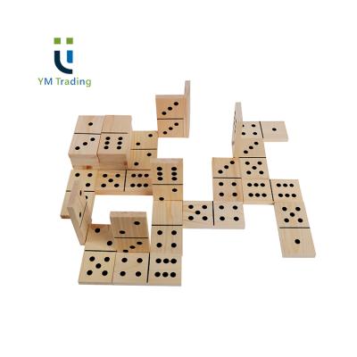 China YUMING Dominoes 28 PCS Black Dot Domino Set Outdoor Sporting Eco-Friendly Wooden Domino Game for sale